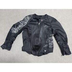 Joe Rocket Jacket Womens Small Mesh Motorcycle Riding Silver Floral Embroidery